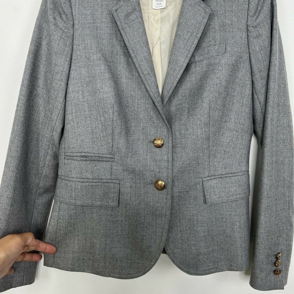 J.Crew Schoolboy Blazer Jacket Size 2 Gray 100% Wool With Gold Buttons - Picture 5 of 10